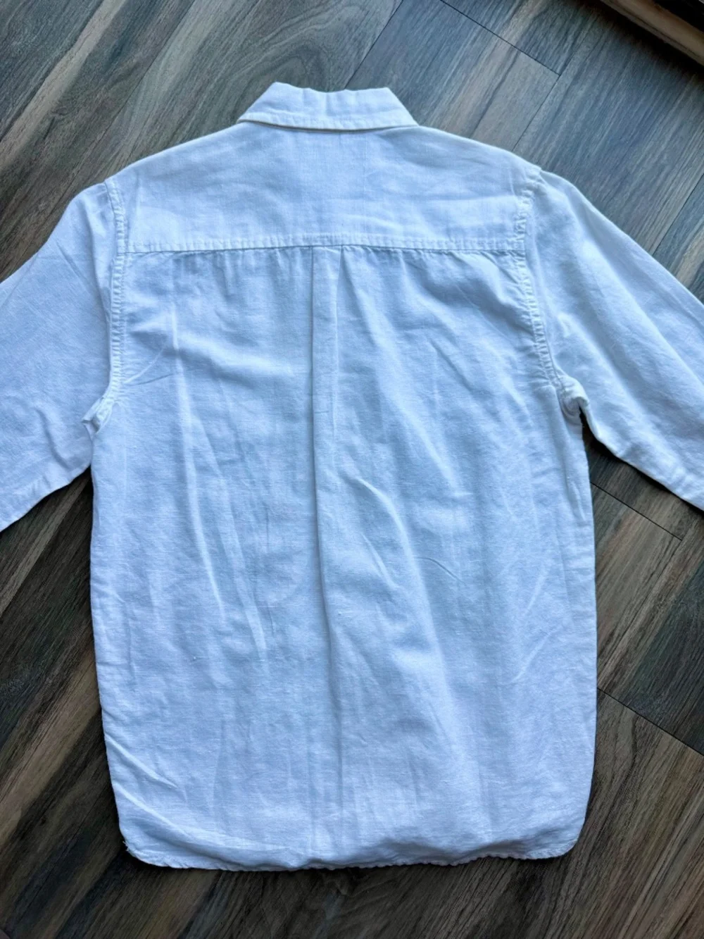 Lightweight Linen‎ Cotton Blend White Button Down Shirt Boys Size L 10-12